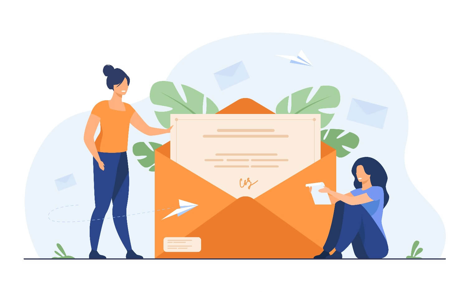 Two people around an envelope, sourced from Freepik by pch.vector